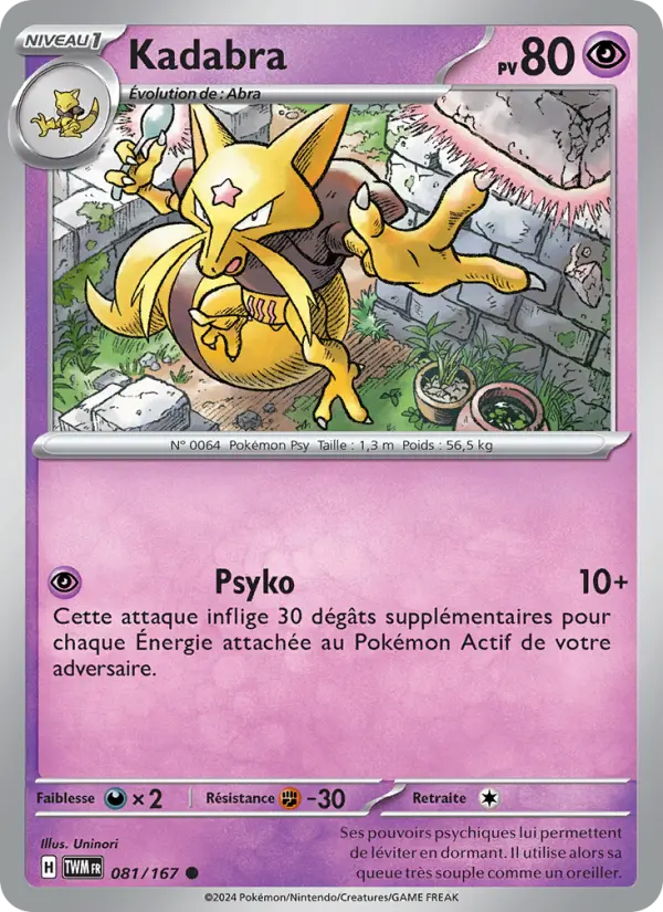 Scan HD carte Pokémon Kadabra 081/167 — Mascarade Crépusculaire