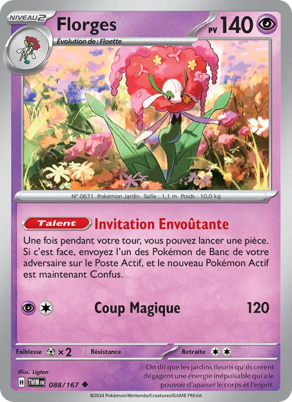 Scan HD carte Pokémon Florges 088/167 — Mascarade Crépusculaire