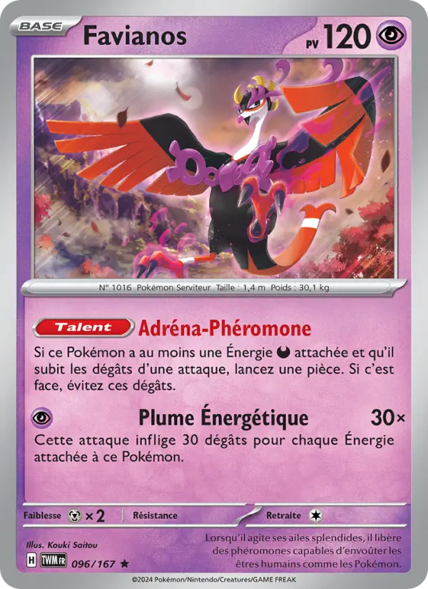 Scan HD carte Pokémon Favianos 096/167 — Mascarade Crépusculaire