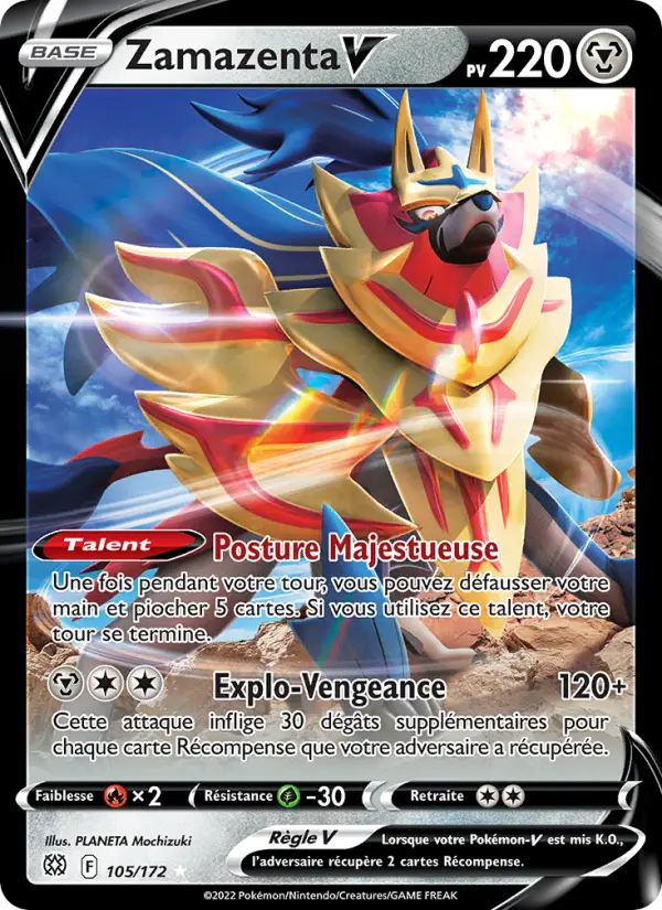 Scan HD carte Pokémon Zamazenta V 105/172 — Stars Étincelantes