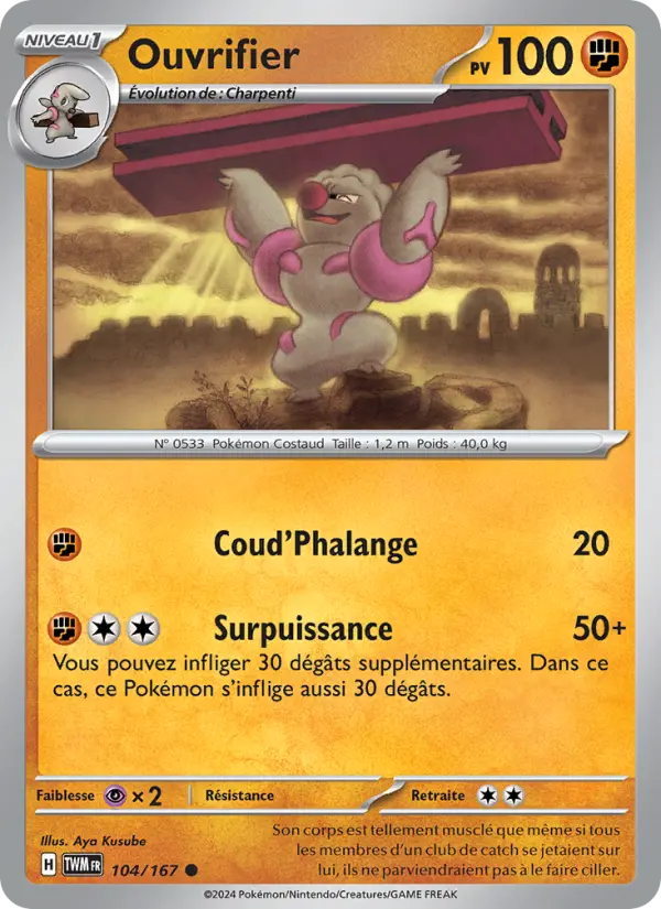 Scan HD carte Pokémon Ouvrifier 104/167 — Mascarade Crépusculaire
