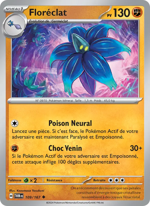 Scan HD carte Pokémon Floréclat 109/167 — Mascarade Crépusculaire