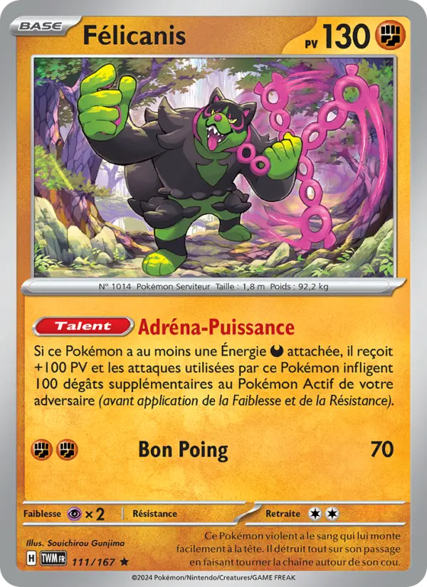 Scan HD carte Pokémon Félicanis 111/167 — Mascarade Crépusculaire