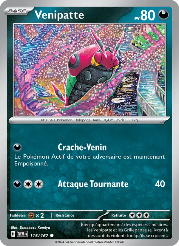 Scan HD carte Pokémon Venipatte 115/167 — Mascarade Crépusculaire