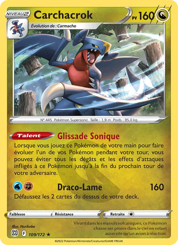 Scan HD carte Pokémon Carchacrok 109/172 — Stars Étincelantes