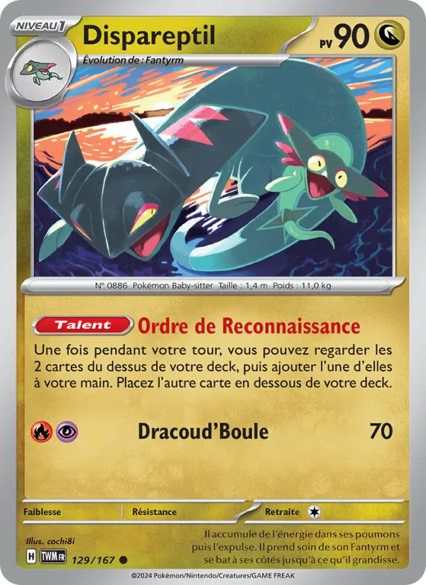 Scan HD carte Pokémon Dispareptil 129/167 — Mascarade Crépusculaire