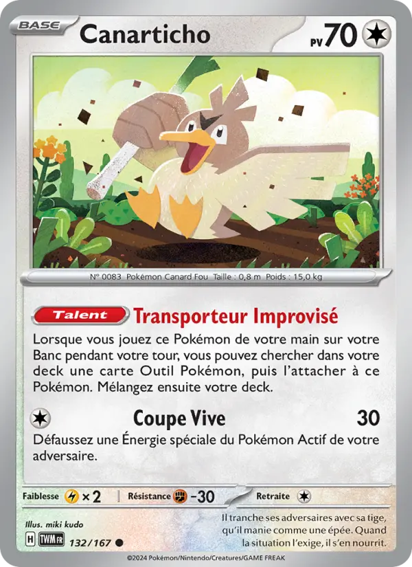 Scan HD carte Pokémon Canarticho 132/167 — Mascarade Crépusculaire
