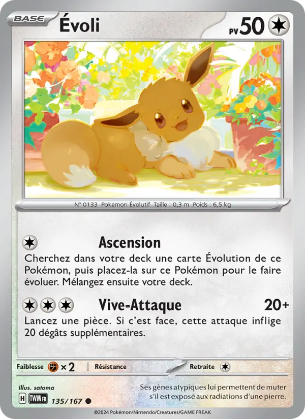 Scan HD carte Pokémon Évoli 135/167 — Mascarade Crépusculaire