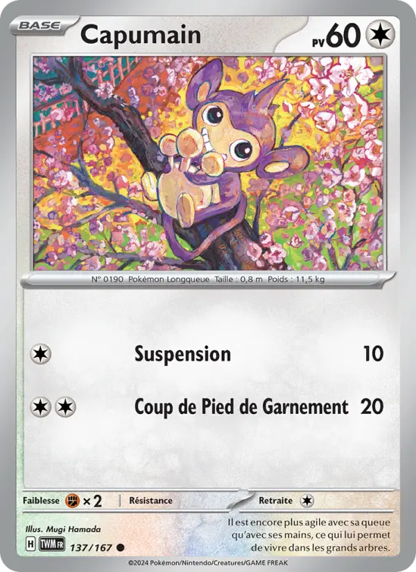 Scan HD carte Pokémon Capumain 137/167 — Mascarade Crépusculaire