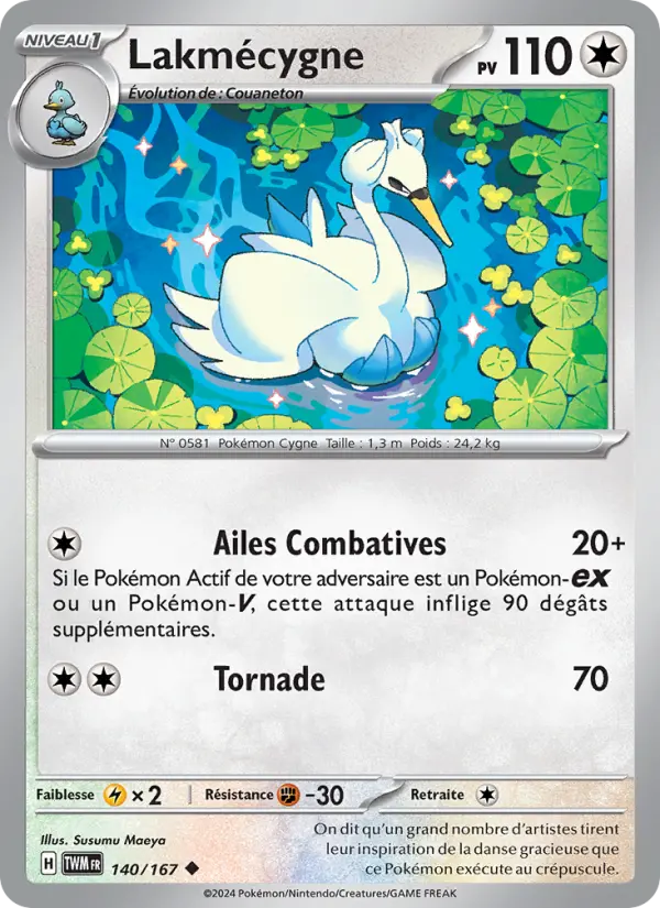 Scan HD carte Pokémon Lakmécygne 140/167 — Mascarade Crépusculaire