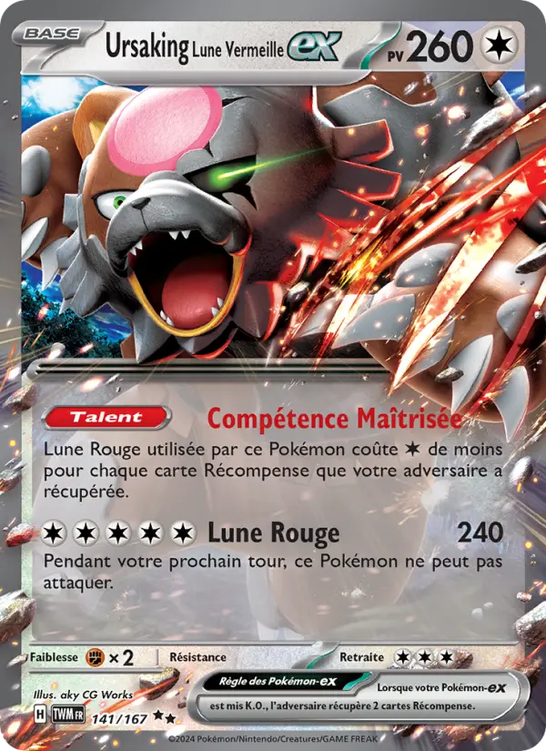Scan HD carte Pokémon Ursaking Lune Vermeille-ex 141/167 — Mascarade Crépusculaire