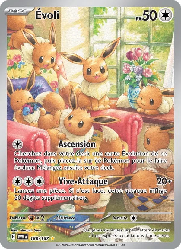Scan HD carte Pokémon Évoli 188/167 — Mascarade Crépusculaire
