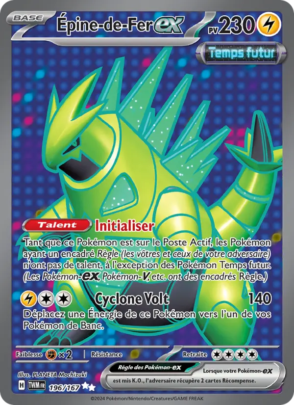 Scan HD carte Pokémon Épine-de-Fer-ex 196/167 — Mascarade Crépusculaire