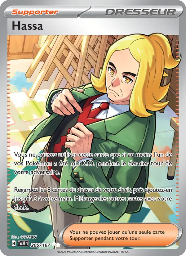 Scan HD carte Pokémon Hassa 205/167 — Mascarade Crépusculaire