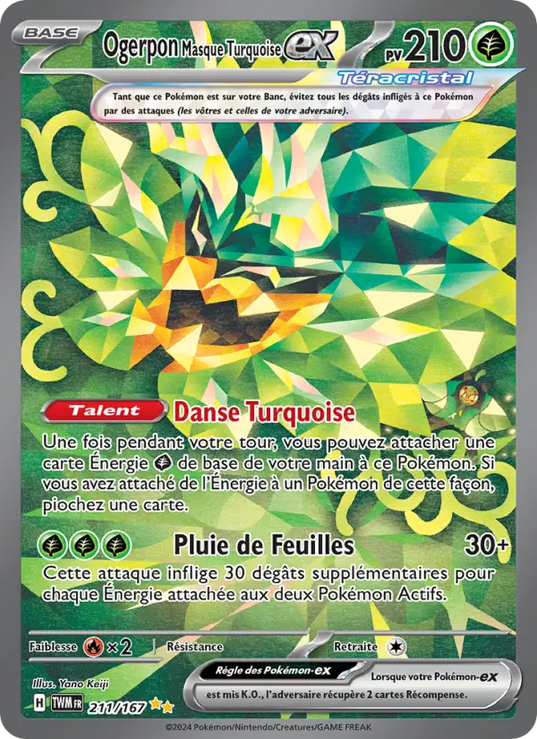 Scan HD carte Pokémon Ogerpon Masque Turquoise-ex 211/167 — Mascarade Crépusculaire