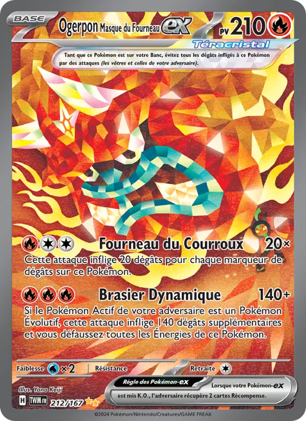 Scan HD carte Pokémon Ogerpon Masque du Fourneau-ex 212/167 — Mascarade Crépusculaire