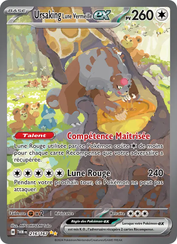 Scan HD carte Pokémon Ursaking Lune Vermeille-ex 216/167 — Mascarade Crépusculaire
