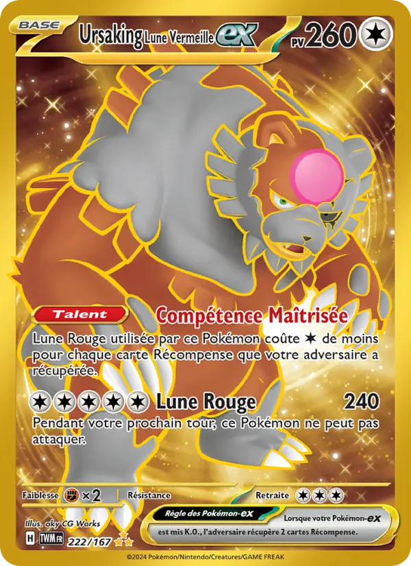 Scan HD carte Pokémon Ursaking Lune Vermeille-ex 222/167 — Mascarade Crépusculaire