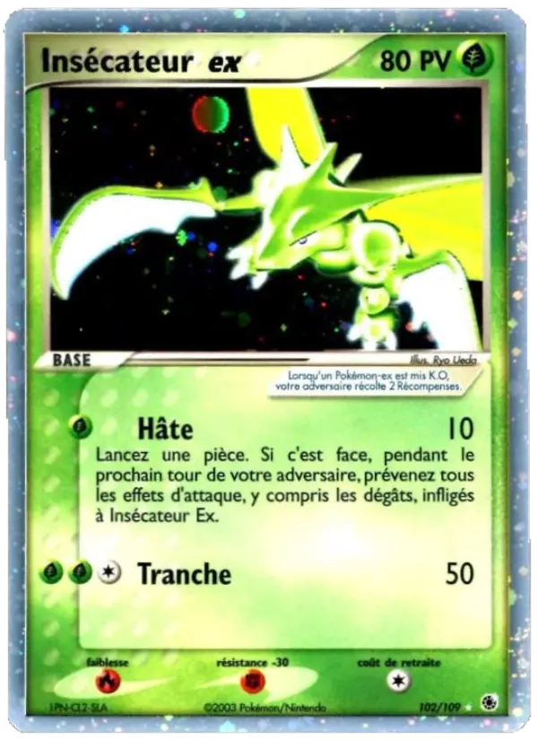 Scan HD carte Pokémon Insécateur ex 102/109 — EX Rubis & Saphir