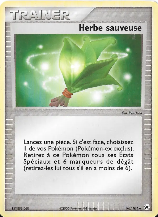 Scan HD carte Pokémon Herbe sauveuse 90/101 — EX Légendes Oubliées