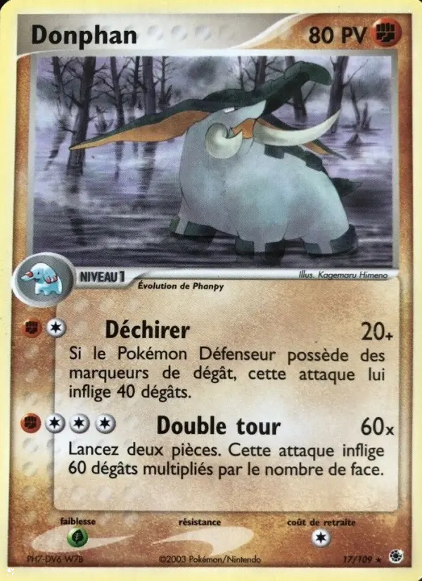 Scan HD carte Pokémon Donphan 17/109 — EX Rubis & Saphir