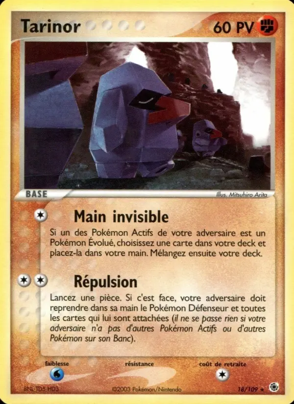 Scan HD carte Pokémon Tarinor 18/109 — EX Rubis & Saphir