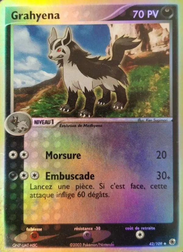 Scan HD carte Pokémon Grahyena 42/109 — EX Rubis & Saphir