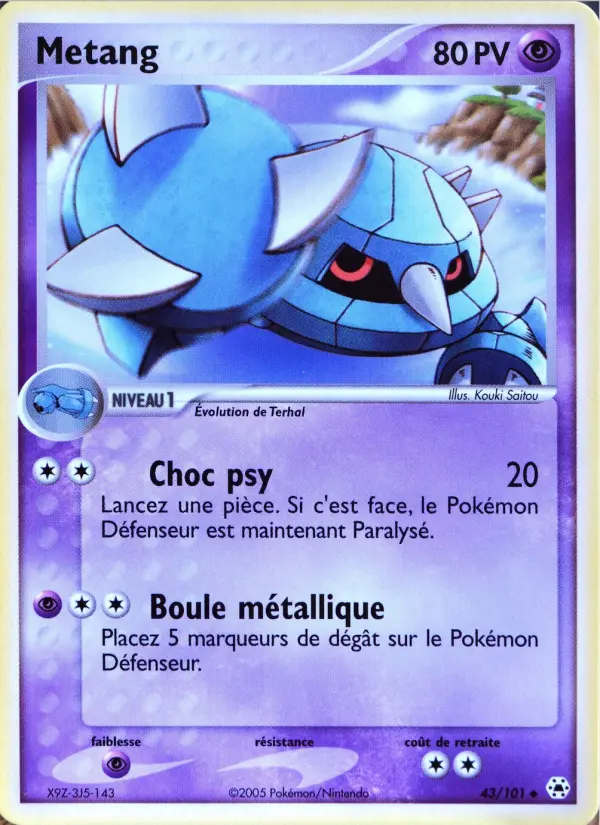 Scan HD carte Pokémon Metang 43/101 — EX Légendes Oubliées