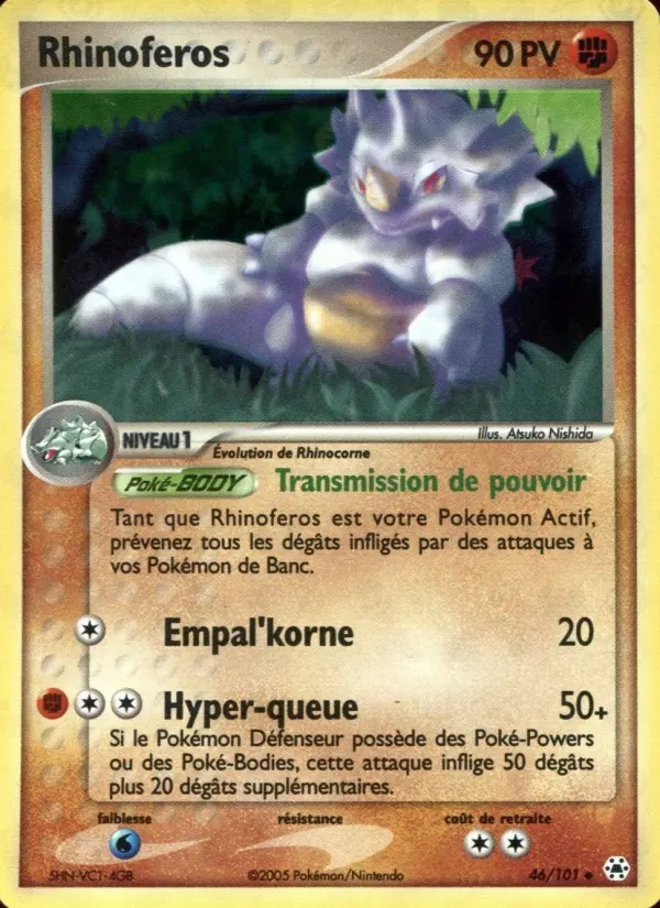 Scan HD carte Pokémon Rhinoferos 46/101 — EX Légendes Oubliées