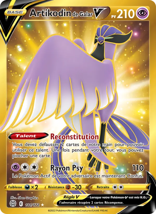 Scan HD carte Pokémon Artikodin de Galar V 181/172 — Stars Étincelantes