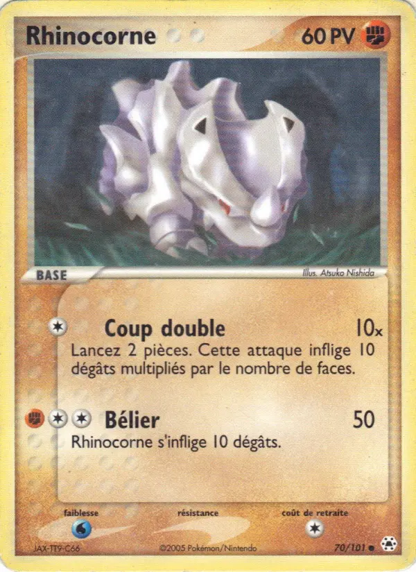 Scan HD carte Pokémon Rhinocorne 70/101 — EX Légendes Oubliées