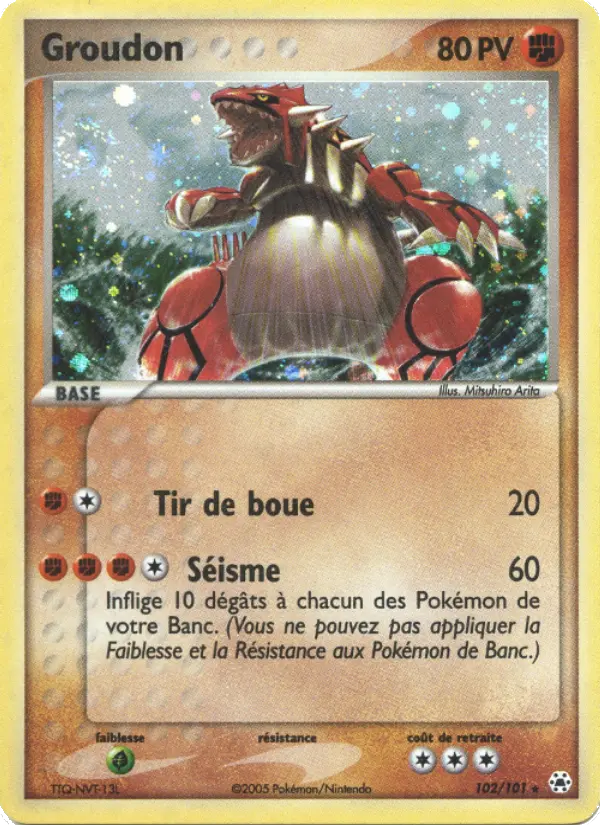 Scan HD carte Pokémon Groudon 102/101 — EX Légendes Oubliées