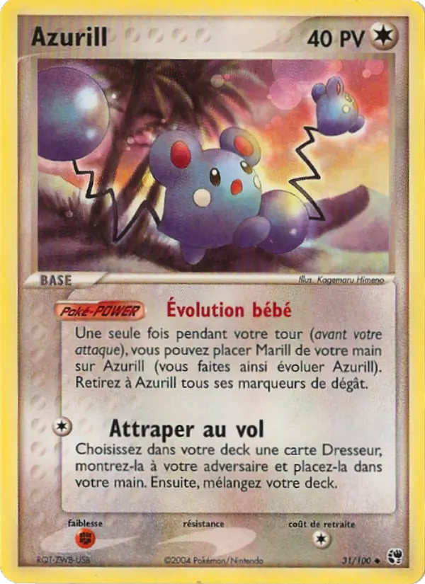 Scan HD carte Pokémon Azurill 31/100 — EX Tempête de sable