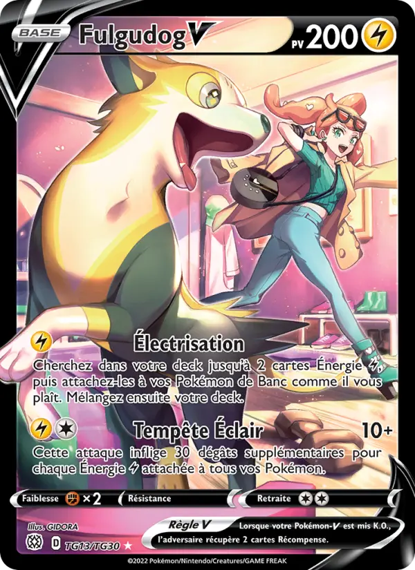 Scan HD carte Pokémon Fulgudog V TG13/172 — Stars Étincelantes