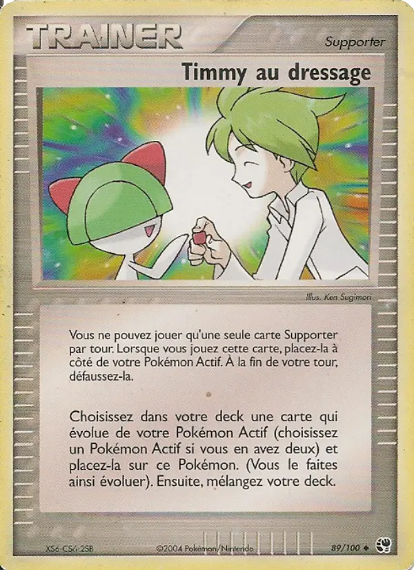 Scan HD carte Pokémon Timmy au dressage 89/100 — EX Tempête de sable