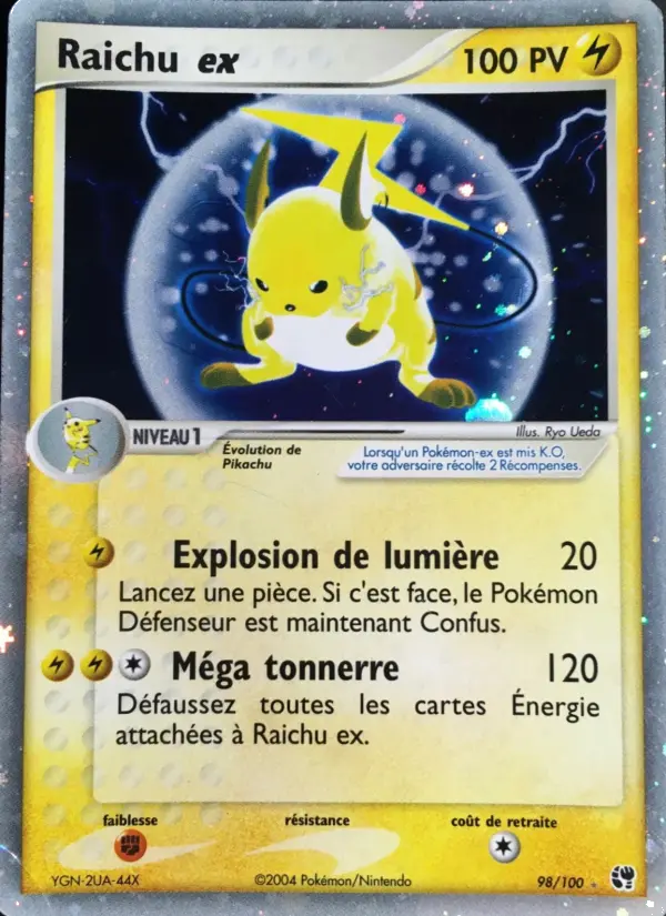 Scan HD carte Pokémon Raichu ex 98/100 — EX Tempête de sable