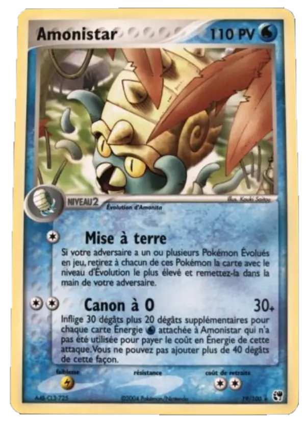 Scan HD carte Pokémon Amonistar 19/100 — EX Tempête de sable