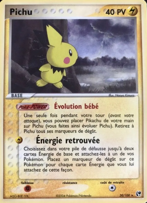 Scan HD carte Pokémon Pichu 20/100 — EX Tempête de sable