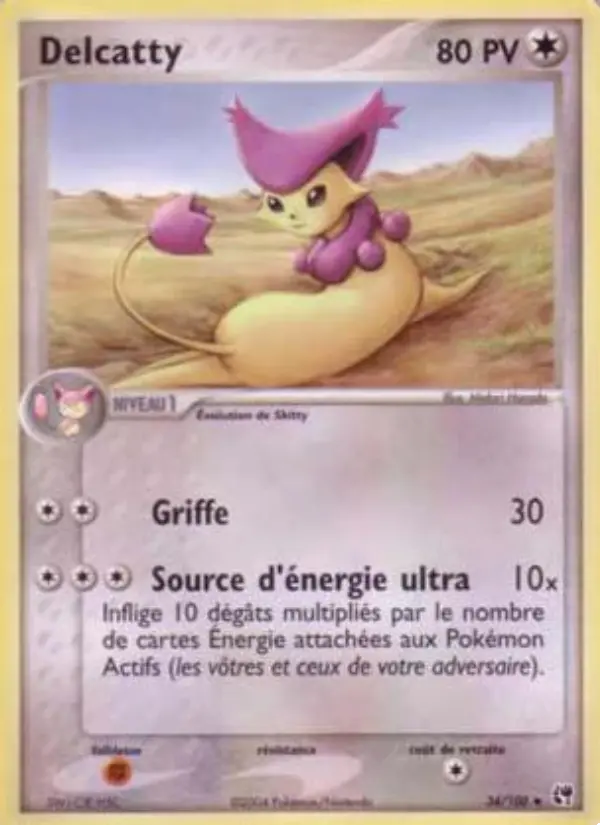 Scan HD carte Pokémon Delcatty 34/100 — EX Tempête de sable