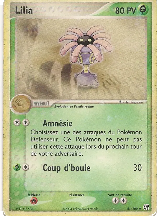 Scan HD carte Pokémon Lilia 43/100 — EX Tempête de sable