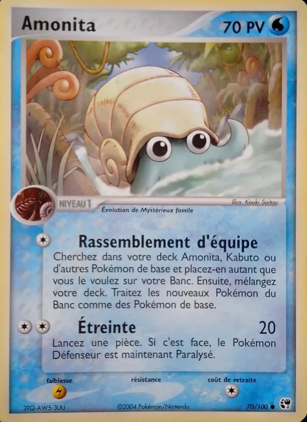 Scan HD carte Pokémon Amonita 70/100 — EX Tempête de sable