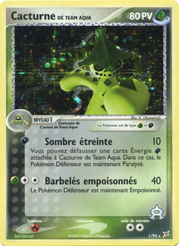 Scan HD carte Pokémon Cacturne de Team Aqua 1/95 — EX Team Magma vs Team Aqua