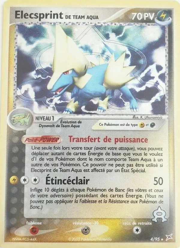 Scan HD carte Pokémon Elecsprint de Team Aqua 4/95 — EX Team Magma vs Team Aqua