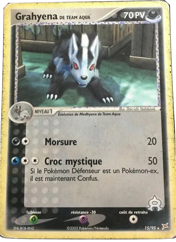 Scan HD carte Pokémon Grahyena de Team Aqua 15/95 — EX Team Magma vs Team Aqua
