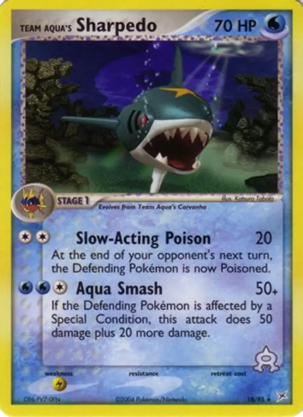 Scan HD carte Pokémon Sharpedo de Team Aqua 18/95 — EX Team Magma vs Team Aqua