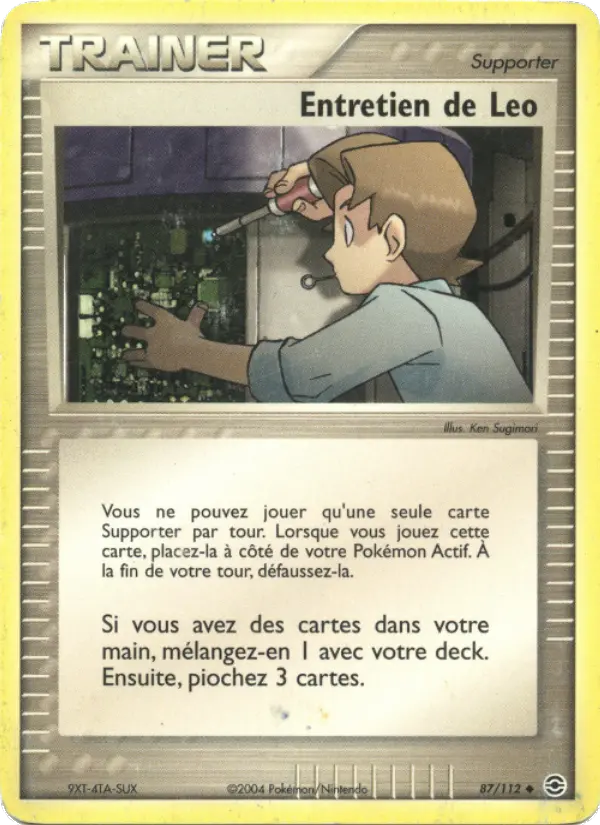 Scan HD carte Pokémon Entretien de Leo 87/112 — EX Rouge Feu & Vert Feuille