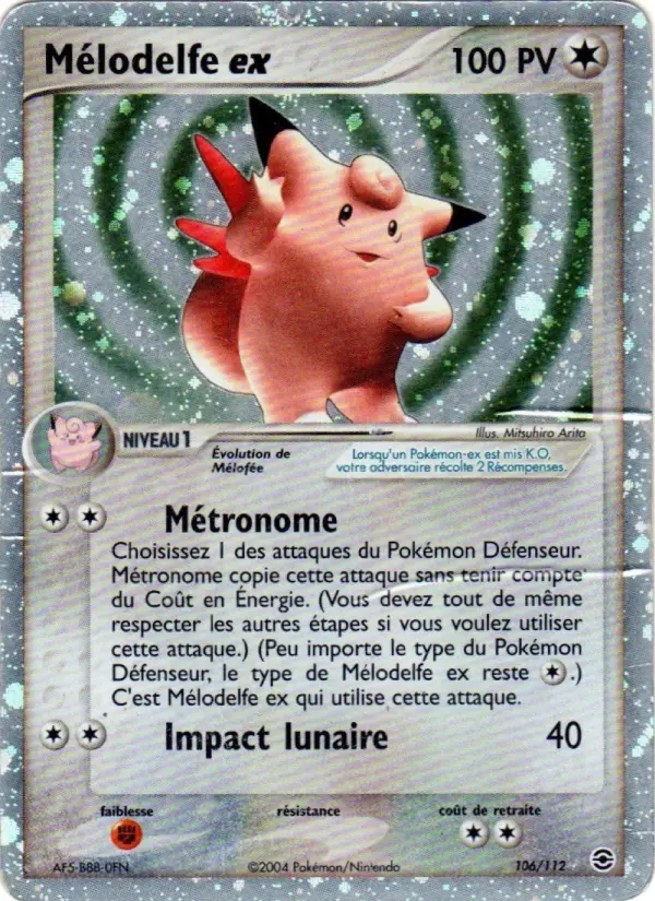 Scan HD carte Pokémon Mélodelfe ex 106/112 — EX Rouge Feu & Vert Feuille