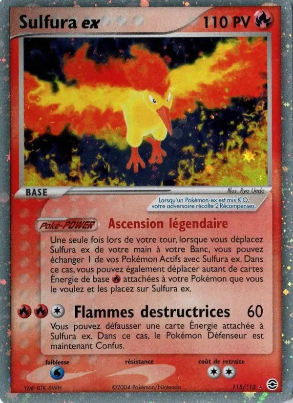 Scan HD carte Pokémon Sulfura ex 115/112 — EX Rouge Feu & Vert Feuille