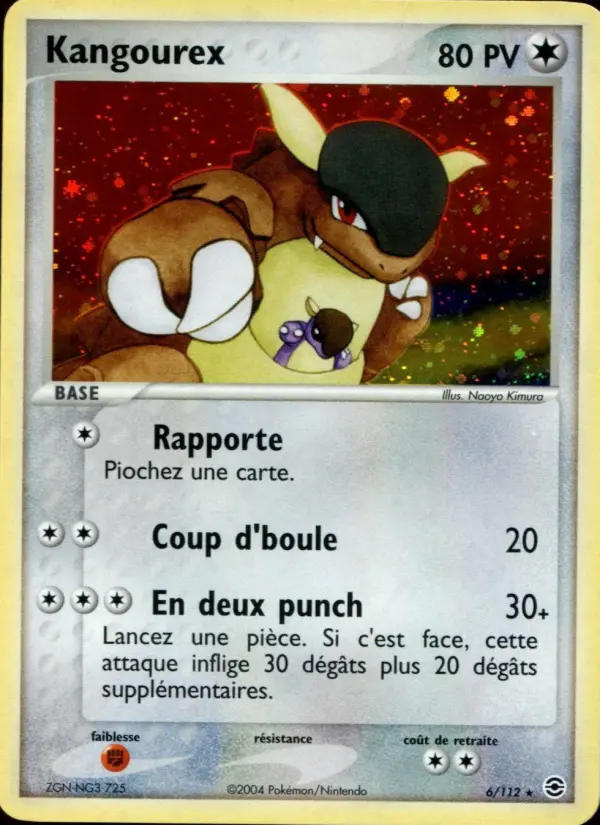 Scan HD carte Pokémon Kangourex 6/112 — EX Rouge Feu & Vert Feuille
