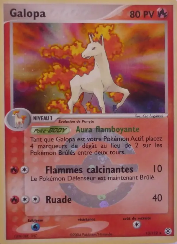 Scan HD carte Pokémon Galopa 13/112 — EX Rouge Feu & Vert Feuille